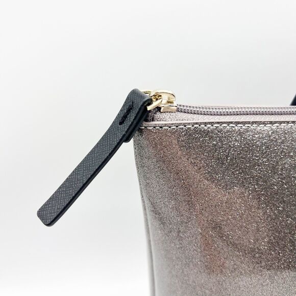 Kate Spade New York Mavis Street Jeralyn Silver Gray Glitter Tote Bag Purse READ - Picture 4 of 15